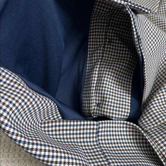 Zara NWT navy and brown mini houndstooth checkered lapel collar dress - Picture 9 of 9